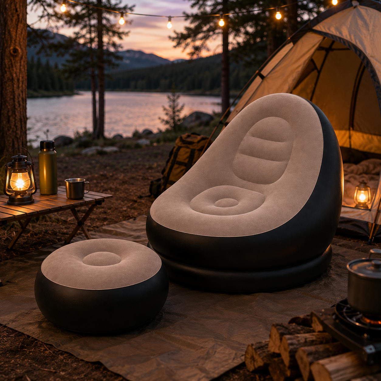 Sofá Inflable Premium con Reposapiés
